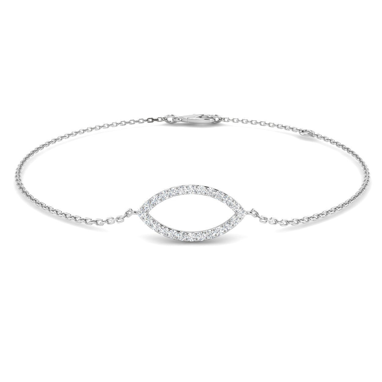 Natural Diamond Evil Eye Bracelet with Pave Set & Lobster Claw in 10K/14K gold and platinum with certified lab-grown or natural diamonds