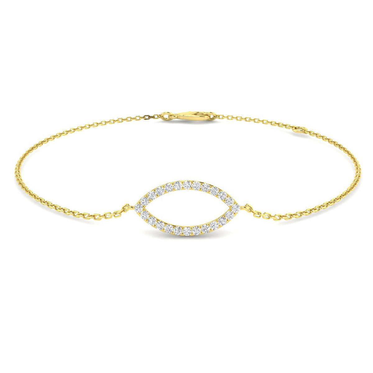 Natural Diamond Evil Eye Bracelet with Pave Set & Lobster Claw in 10K/14K gold and platinum with certified lab-grown or natural diamonds
