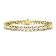 Round Cut Natural Diamond S Link Tennis Bracelet with Prong Set Box Clasp in 10K/14K gold and platinum with certified lab-grown or natural diamonds