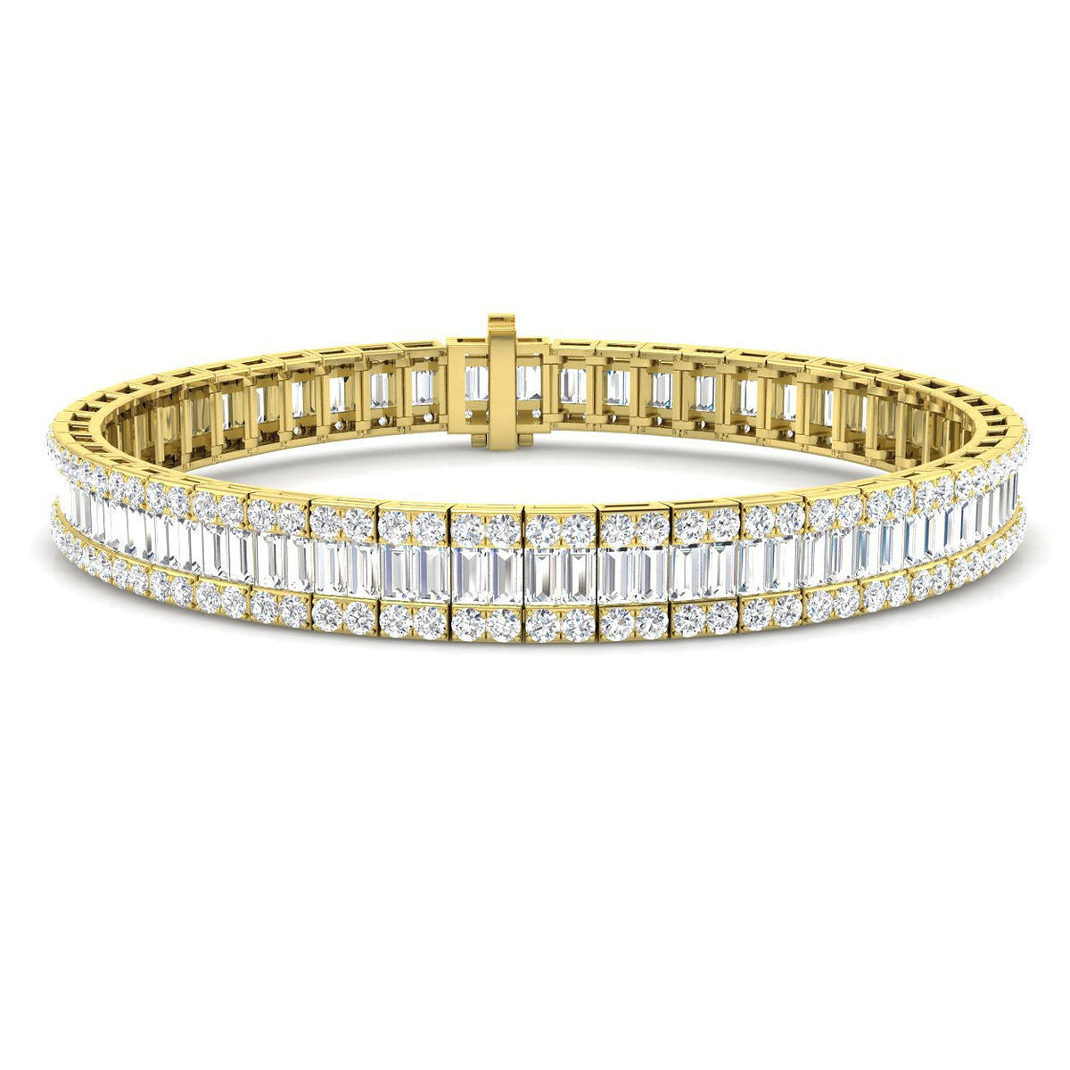Luxury Natural or Lab Grown Baguette & Round Diamond Tennis Bracelet in 10K/14K gold and platinum with certified lab-grown or natural diamonds