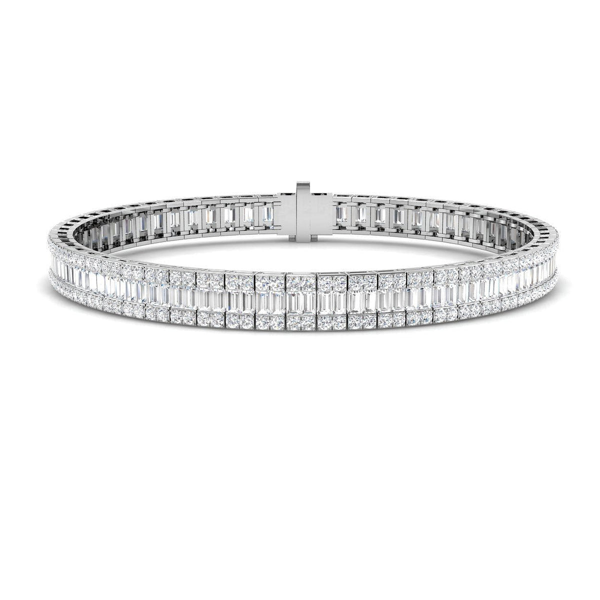 Luxury Natural or Lab Grown Baguette & Round Diamond Tennis Bracelet in 10K/14K gold and platinum with certified lab-grown or natural diamonds