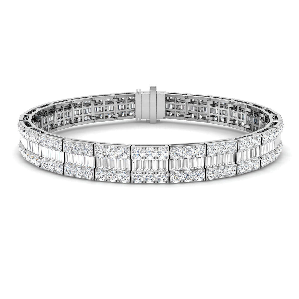 Luxury Natural or Lab Grown Baguette & Round Diamond Tennis Bracelet in 10K/14K gold and platinum with certified lab-grown or natural diamonds