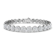 Lab Grown Diamond Halo Tennis Bracelet with Box Clasp & Safety Lock in 10K/14K gold and platinum with certified lab-grown or natural diamonds