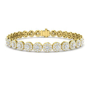 Lab Grown Diamond Halo Tennis Bracelet with Box Clasp & Safety Lock in 10K/14K gold and platinum with certified lab-grown or natural diamonds