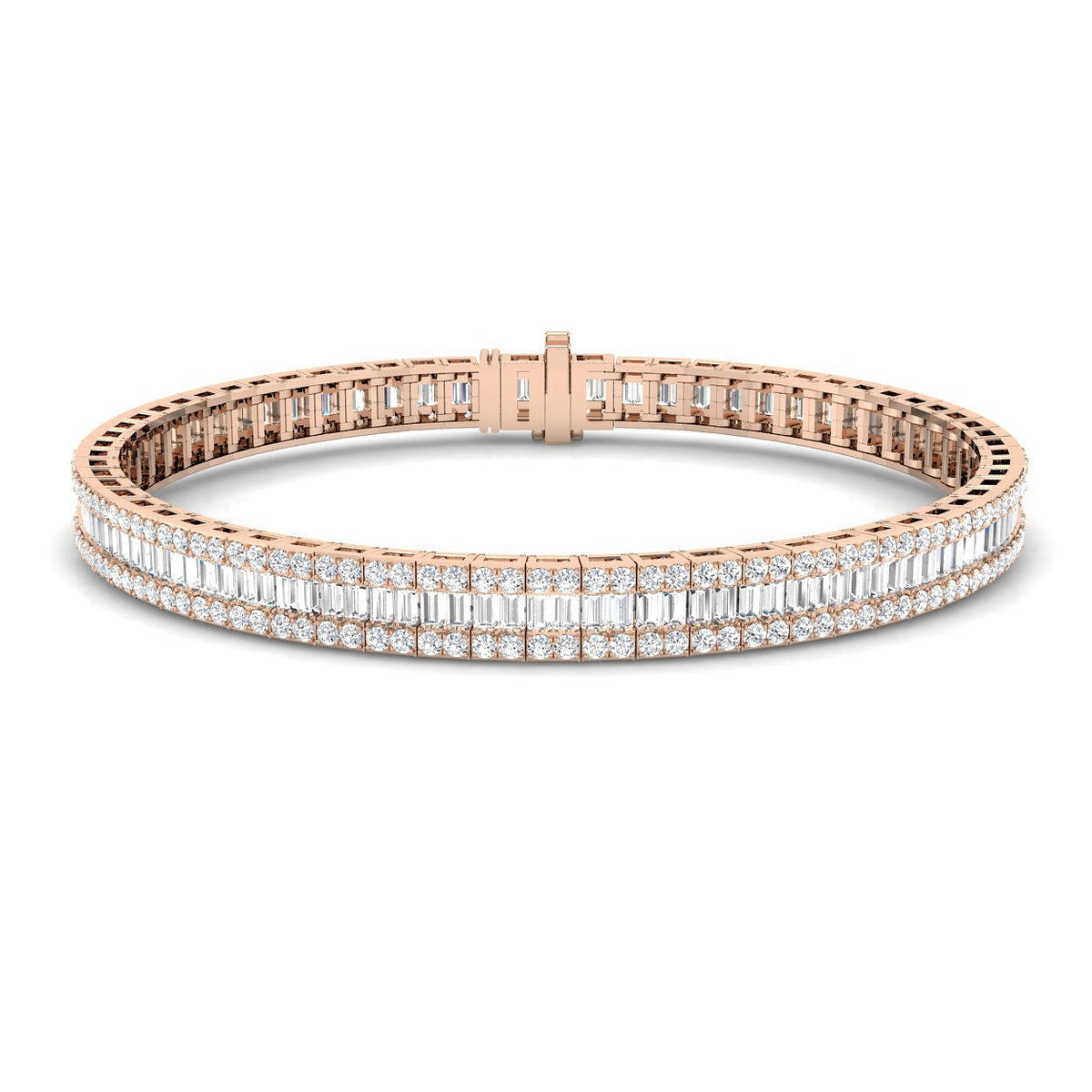 Luxury Natural or Lab Grown Baguette & Round Diamond Tennis Bracelet in 10K/14K gold and platinum with certified lab-grown or natural diamonds