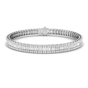 Luxury Natural or Lab Grown Baguette & Round Diamond Tennis Bracelet in 10K/14K gold and platinum with certified lab-grown or natural diamonds