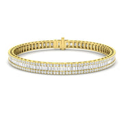 Luxury Natural or Lab Grown Baguette & Round Diamond Tennis Bracelet in 10K/14K gold and platinum with certified lab-grown or natural diamonds