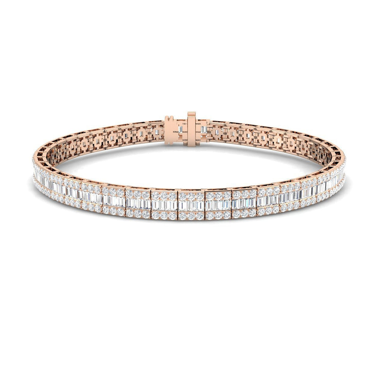 Luxury Natural or Lab Grown Baguette & Round Diamond Tennis Bracelet in 10K/14K gold and platinum with certified lab-grown or natural diamonds