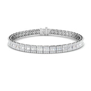 Luxury Natural or Lab Grown Baguette & Round Diamond Tennis Bracelet in 10K/14K gold and platinum with certified lab-grown or natural diamonds