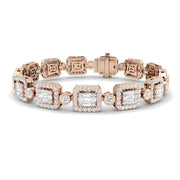 Emerald Style Round & Baguette Cut Lab Grown Diamond Bracelet in 10K/14K gold and platinum with certified lab-grown or natural diamonds