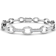 Lab Grown Diamond Open Circle Mariner Link Bracelet with Pave Accents and Box Clasp in 10K/14K gold and platinum with certified lab-grown or natural diamonds