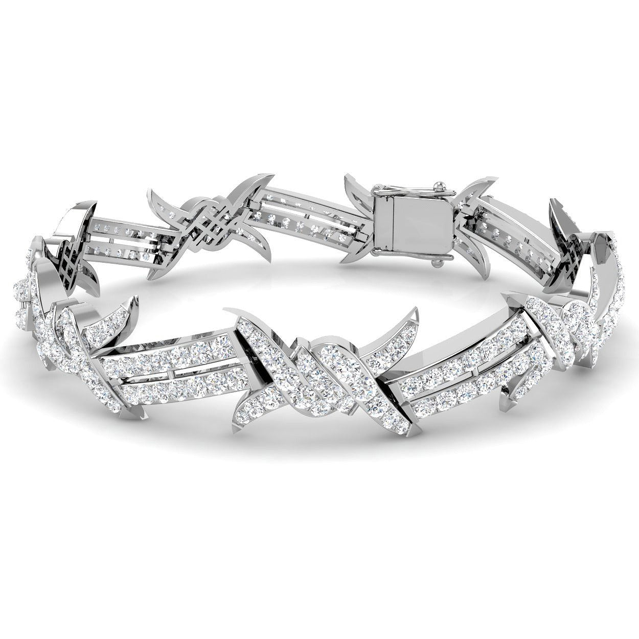 Round Cut Lab Grown Diamond Fancy Designer Bracelet in 10K/14K gold and platinum with certified lab-grown or natural diamonds