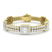 Luxury Round & Baguette Natural Diamond Bracelet in 10K/14K gold and platinum with certified lab-grown or natural diamonds