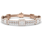 Luxury Round & Baguette Natural Diamond Bracelet in 10K/14K gold and platinum with certified lab-grown or natural diamonds