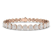 Lab Grown Diamond Halo Tennis Bracelet with Box Clasp & Safety Lock in 10K/14K gold and platinum with certified lab-grown or natural diamonds