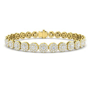 Lab Grown Diamond Halo Tennis Bracelet with Box Clasp & Safety Lock in 10K/14K gold and platinum with certified lab-grown or natural diamonds