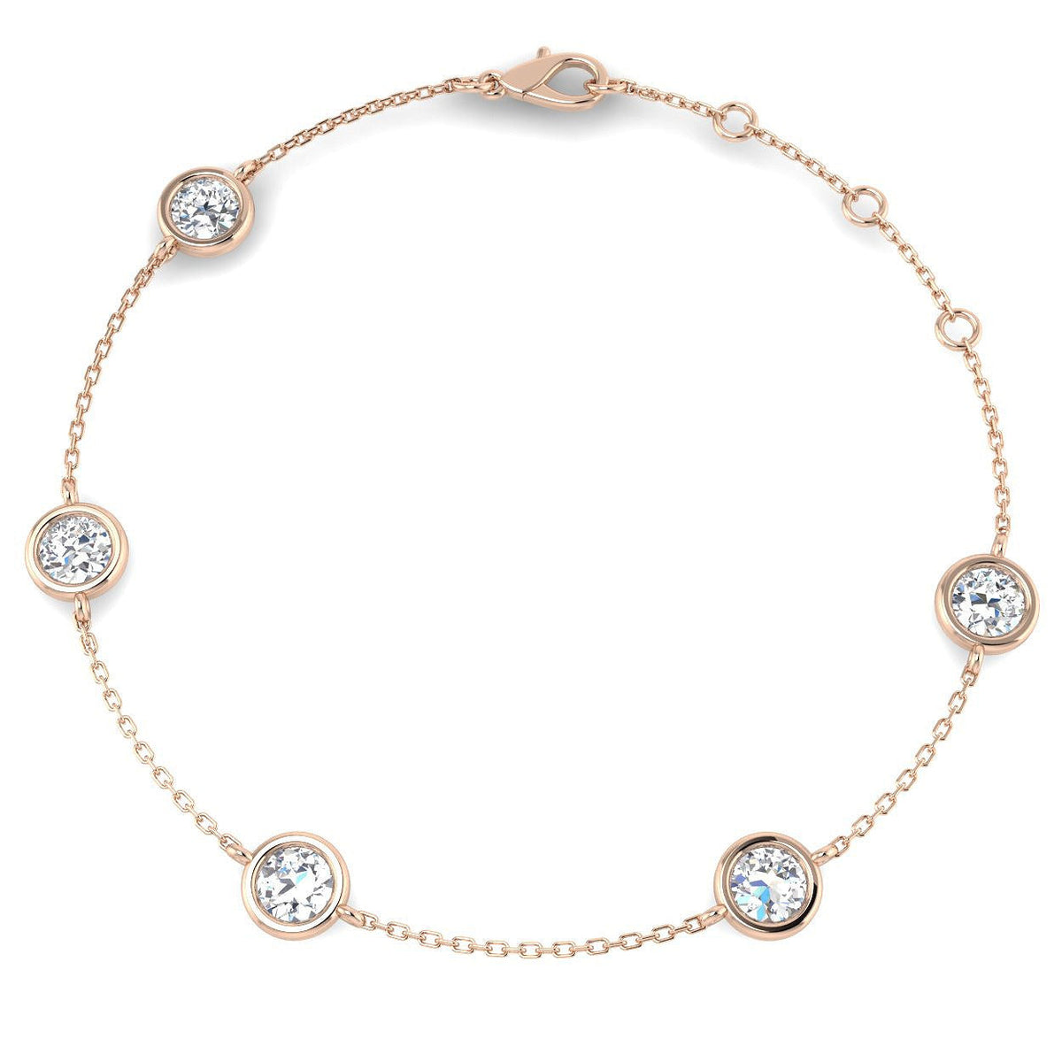 2.00Ct Round Natural Diamond Station Bracelet in 10K/14K gold and platinum with certified lab-grown or natural diamonds