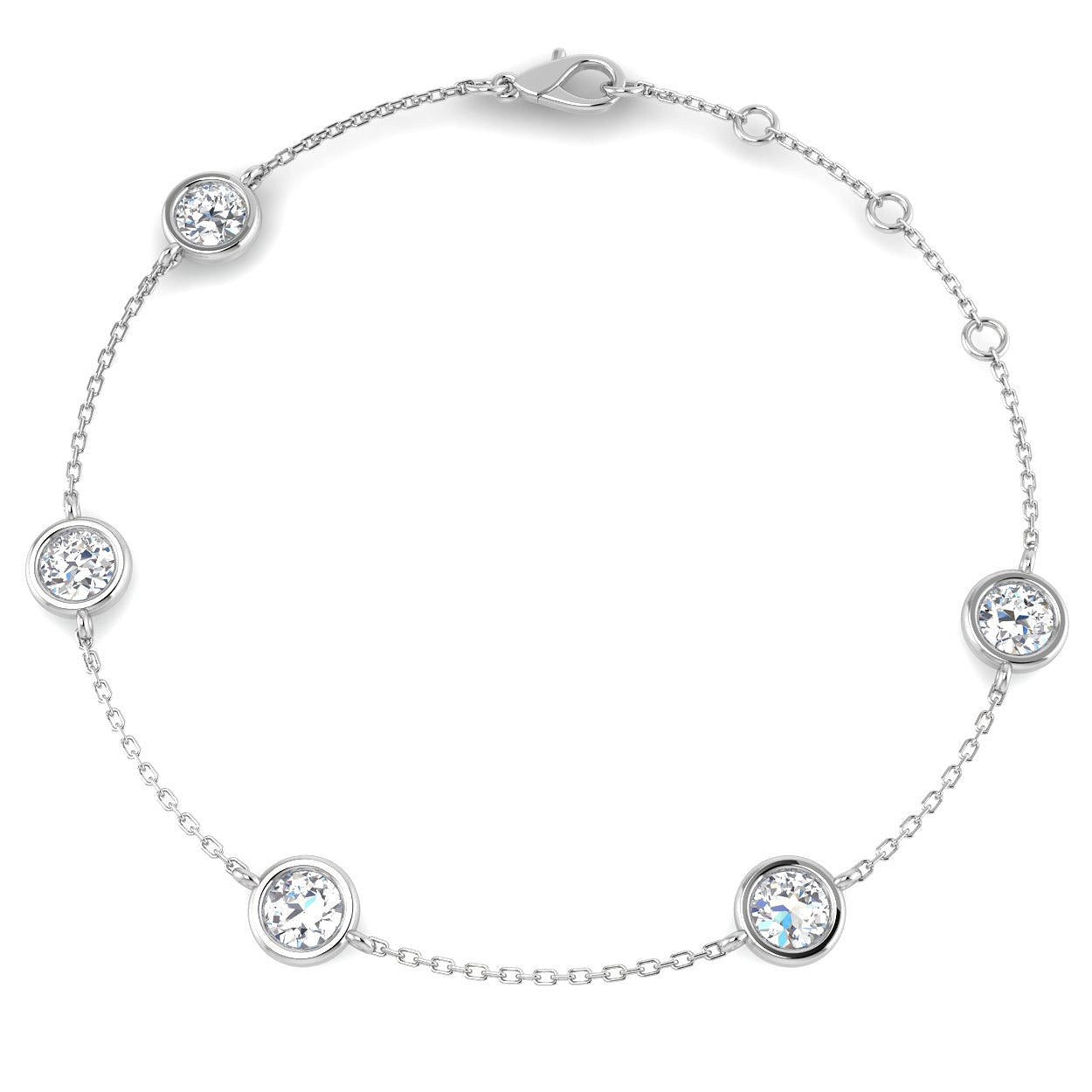 2.00Ct Round Natural Diamond Station Bracelet in 10K/14K gold and platinum with certified lab-grown or natural diamonds