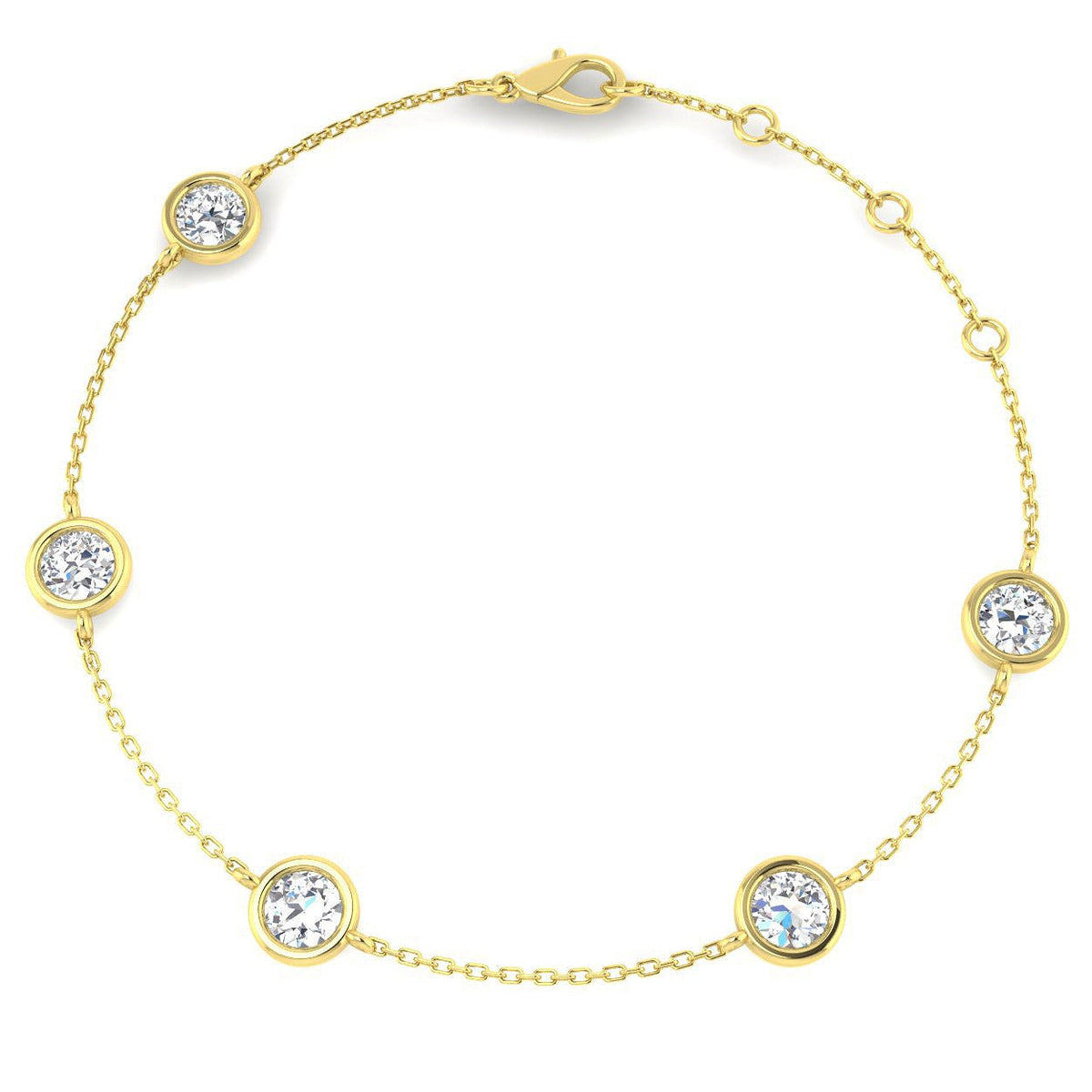 2.00Ct Round Natural Diamond Station Bracelet in 10K/14K gold and platinum with certified lab-grown or natural diamonds