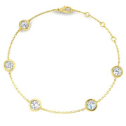 2.00Ct Round Natural Diamond Station Bracelet in 10K/14K gold and platinum with certified lab-grown or natural diamonds