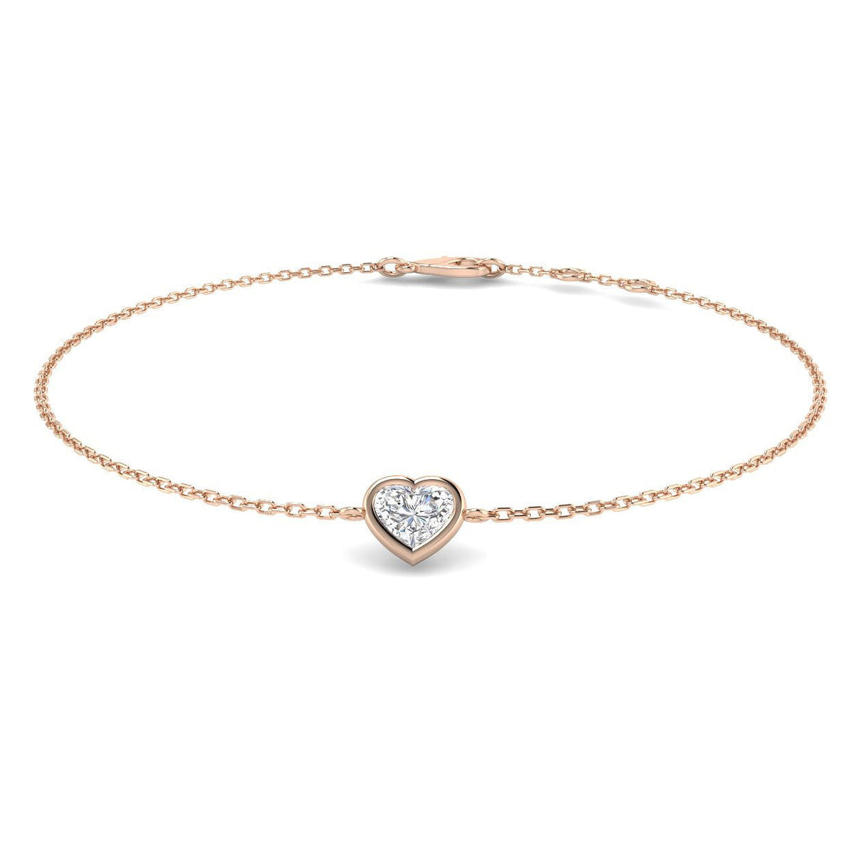 Diamond Bracelet Heart Cut Diamond Charm Bracelet in 10K/14K gold and platinum with certified lab-grown or natural diamonds