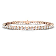 Round Lab Grown Diamond Tennis Bracelet in Prong Set with Secure Box Clasp in 10K/14K gold and platinum with certified lab-grown or natural diamonds