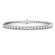 Round Lab Grown Diamond Tennis Bracelet in Prong Set with Secure Box Clasp in 10K/14K gold and platinum with certified lab-grown or natural diamonds