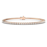 Round Lab Grown Diamond Tennis Bracelet in Prong Set with Secure Box Clasp in 10K/14K gold and platinum with certified lab-grown or natural diamonds