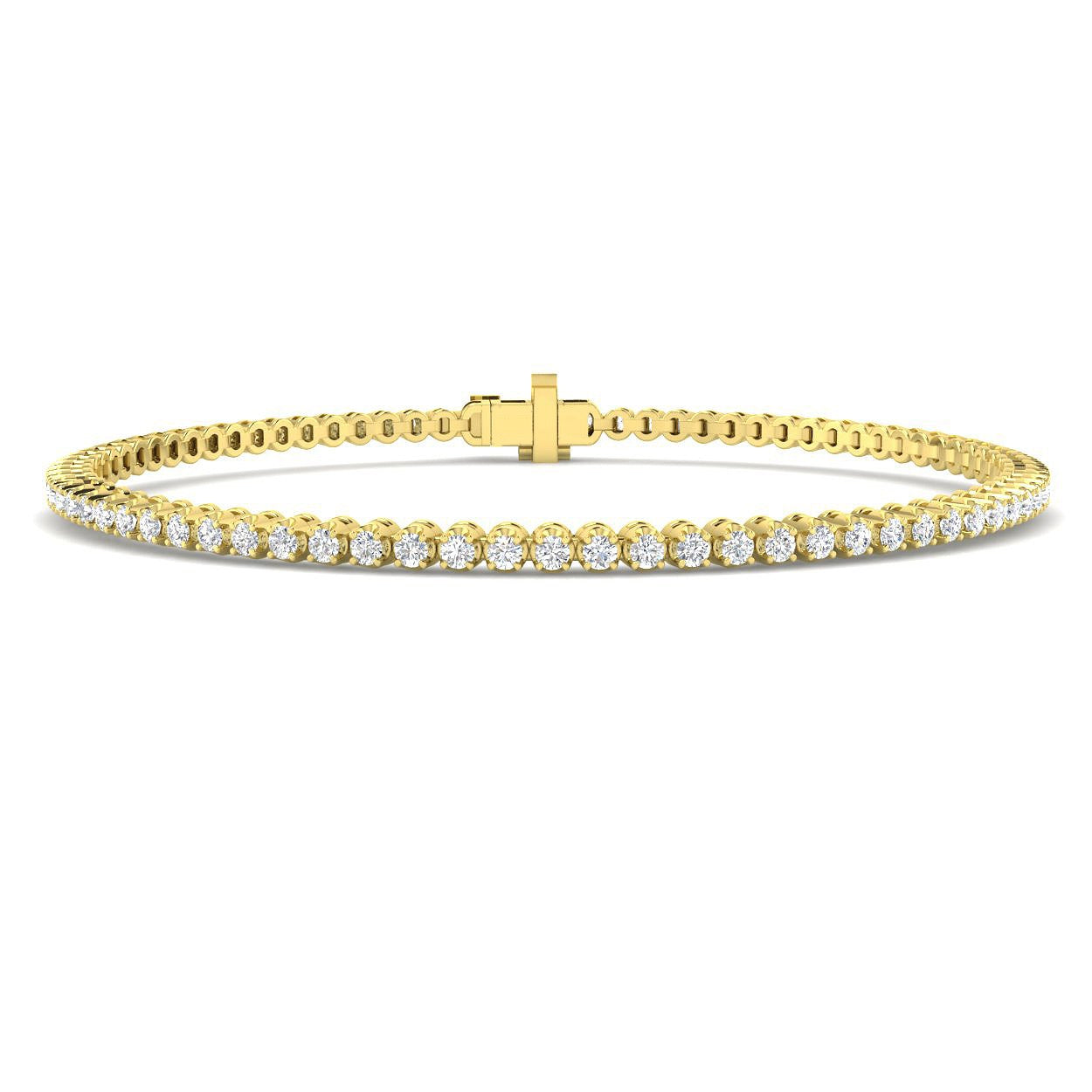 Round Lab Grown Diamond Tennis Bracelet in Prong Set with Secure Box Clasp in 10K/14K gold and platinum with certified lab-grown or natural diamonds