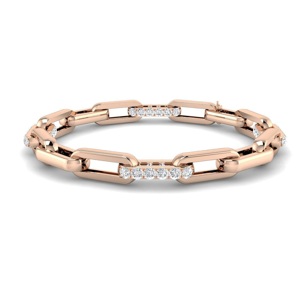Natural Diamond Link Bracelet with Pave Bar Accents and Secure Clasp in 10K/14K gold and platinum with certified lab-grown or natural diamonds