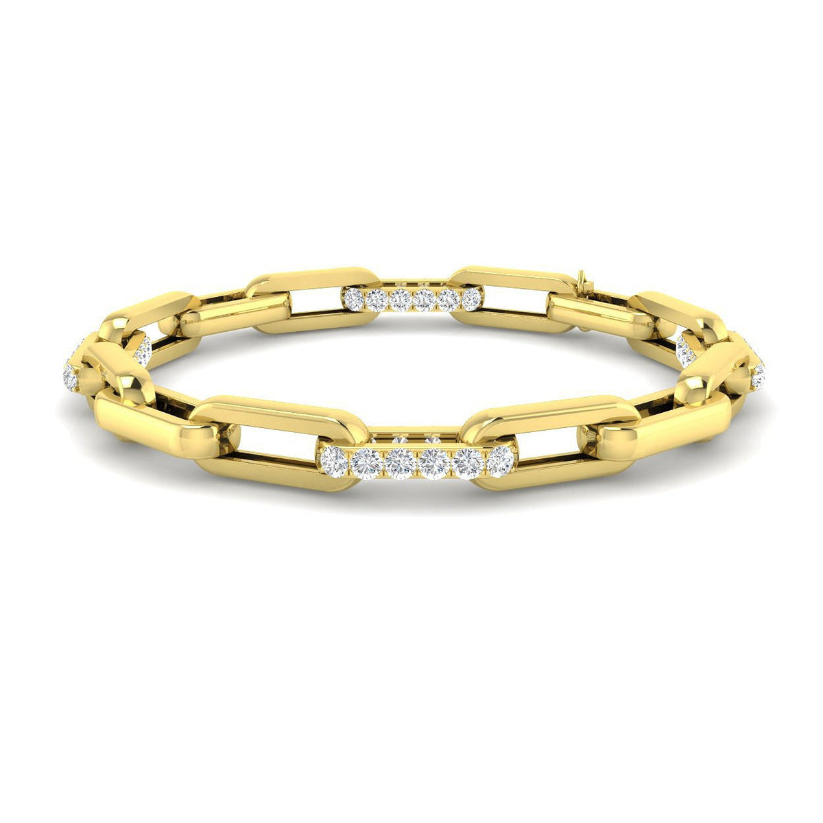 Natural Diamond Link Bracelet with Pave Bar Accents and Secure Clasp in 10K/14K gold and platinum with certified lab-grown or natural diamonds