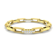 Natural Diamond Link Bracelet with Pave Bar Accents and Secure Clasp in 10K/14K gold and platinum with certified lab-grown or natural diamonds