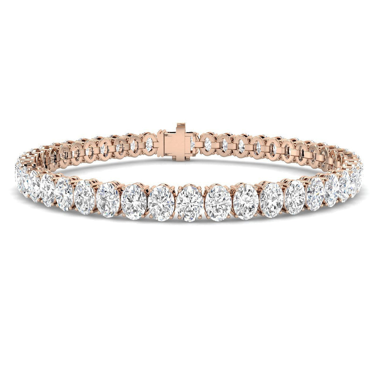 Oval Cut Lab Grown Diamond Tennis Bracelet in 10K/14K gold and platinum with certified lab-grown or natural diamonds