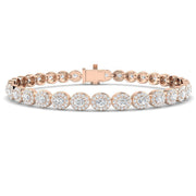 Natural Diamond Oval Halo Tennis Bracelet with Box Clasp and Safety Latch in 10K/14K gold and platinum with certified lab-grown or natural diamonds