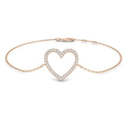 Lab Grown Diamond Pave Heart Bracelet in 10K/14K gold and platinum with certified lab-grown or natural diamonds