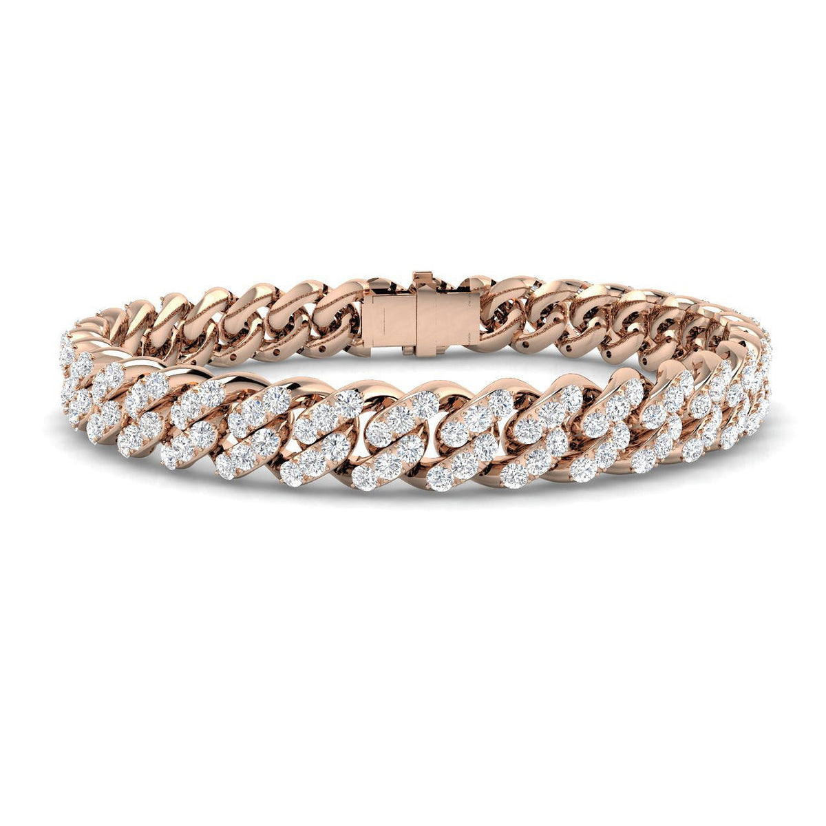 10.80ct Round Natural Pave Cuban Link Bracelet-Iced Out Curb Bracelet for Unisex in 10K/14K gold and platinum with certified lab-grown or natural diamonds