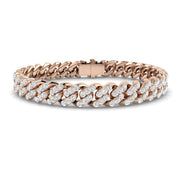 10.80ct Round Natural Pave Cuban Link Bracelet-Iced Out Curb Bracelet for Unisex in 10K/14K gold and platinum with certified lab-grown or natural diamonds