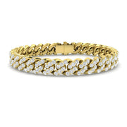 10.80ct Round Natural Pave Cuban Link Bracelet-Iced Out Curb Bracelet for Unisex in 10K/14K gold and platinum with certified lab-grown or natural diamonds