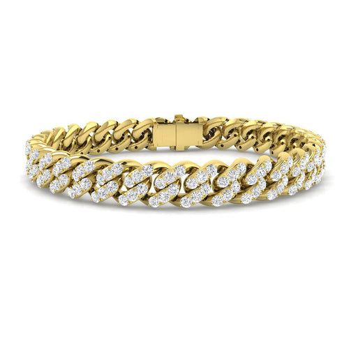 10.80ct Round Natural Pave Cuban Link Bracelet-Iced Out Curb Bracelet for Unisex in 10K/14K gold and platinum with certified lab-grown or natural diamonds