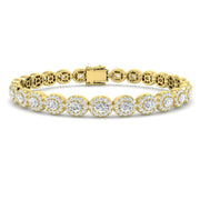 Natural Diamond Oval Halo Tennis Bracelet with Box Clasp and Safety Latch in 10K/14K gold and platinum with certified lab-grown or natural diamonds