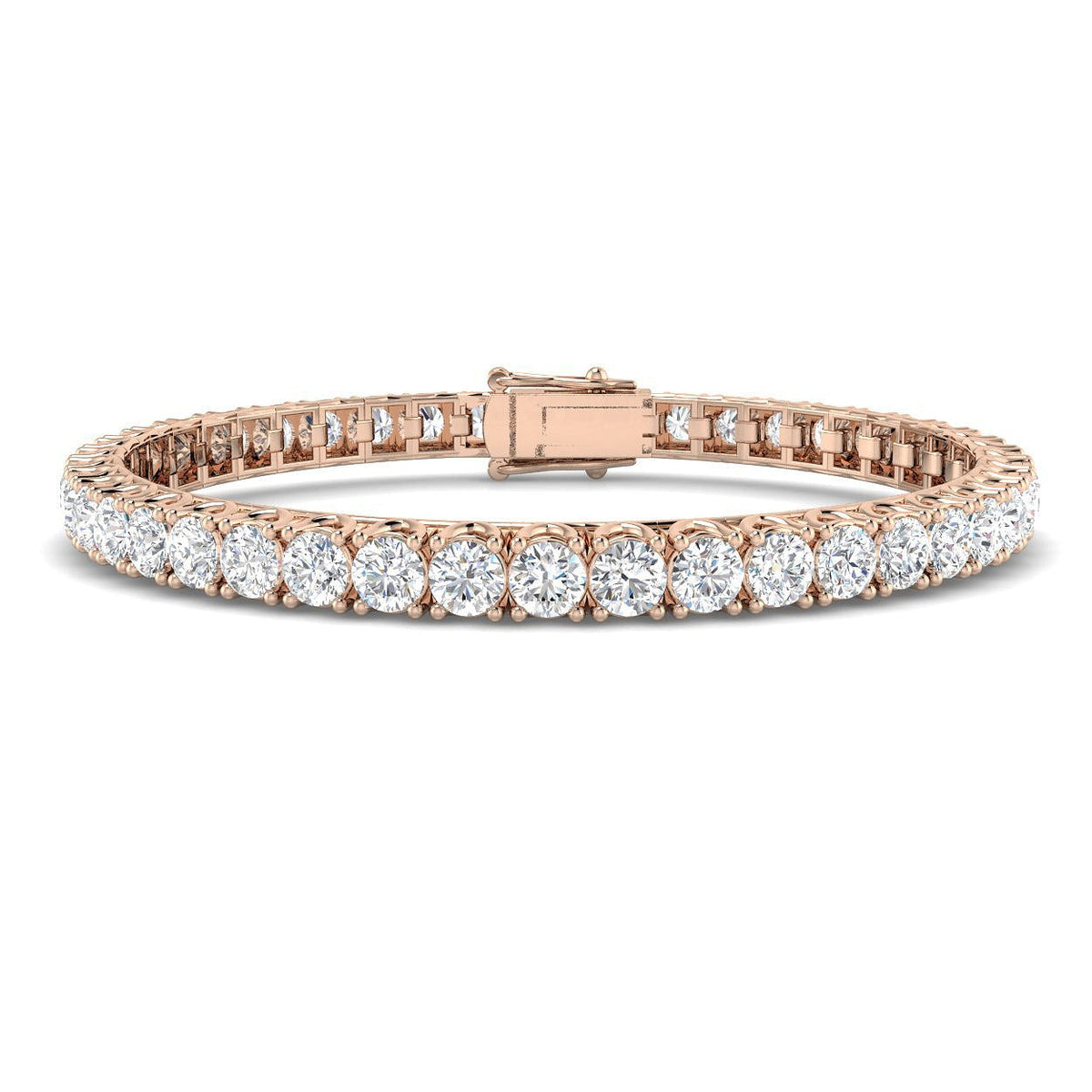 Round Cut Prong Set Lab Grown Diamond Tennis Bracelet in Platinum with Box Closure in 10K/14K gold and platinum with certified lab-grown or natural diamonds