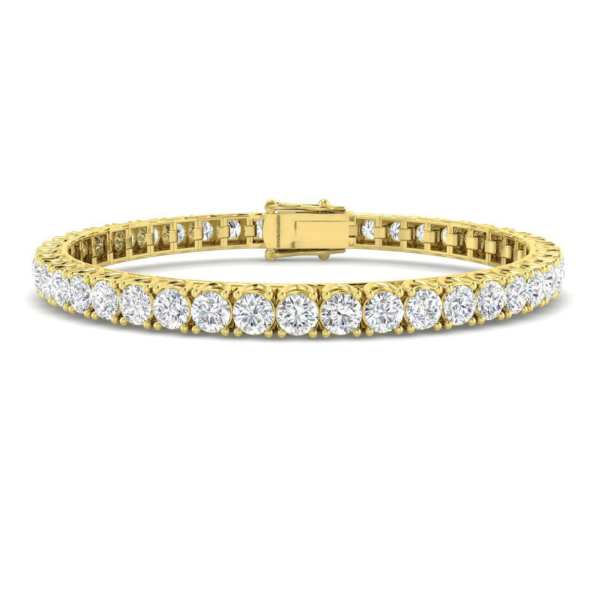 Round Cut Prong Set Lab Grown Diamond Tennis Bracelet in Platinum with Box Closure in 10K/14K gold and platinum with certified lab-grown or natural diamonds