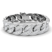 Hip-Hop Style Cuban Link Diamond Bracelet with Baguette & Round Diamonds in 10K/14K gold and platinum with certified lab-grown or natural diamonds
