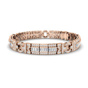 Natural Baguette & Round Diamond Vintage Bracelet in Gold & in 10K/14K gold and platinum with certified lab-grown or natural diamonds