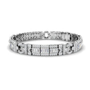 Natural Baguette & Round Diamond Vintage Bracelet in Gold & in 10K/14K gold and platinum with certified lab-grown or natural diamonds