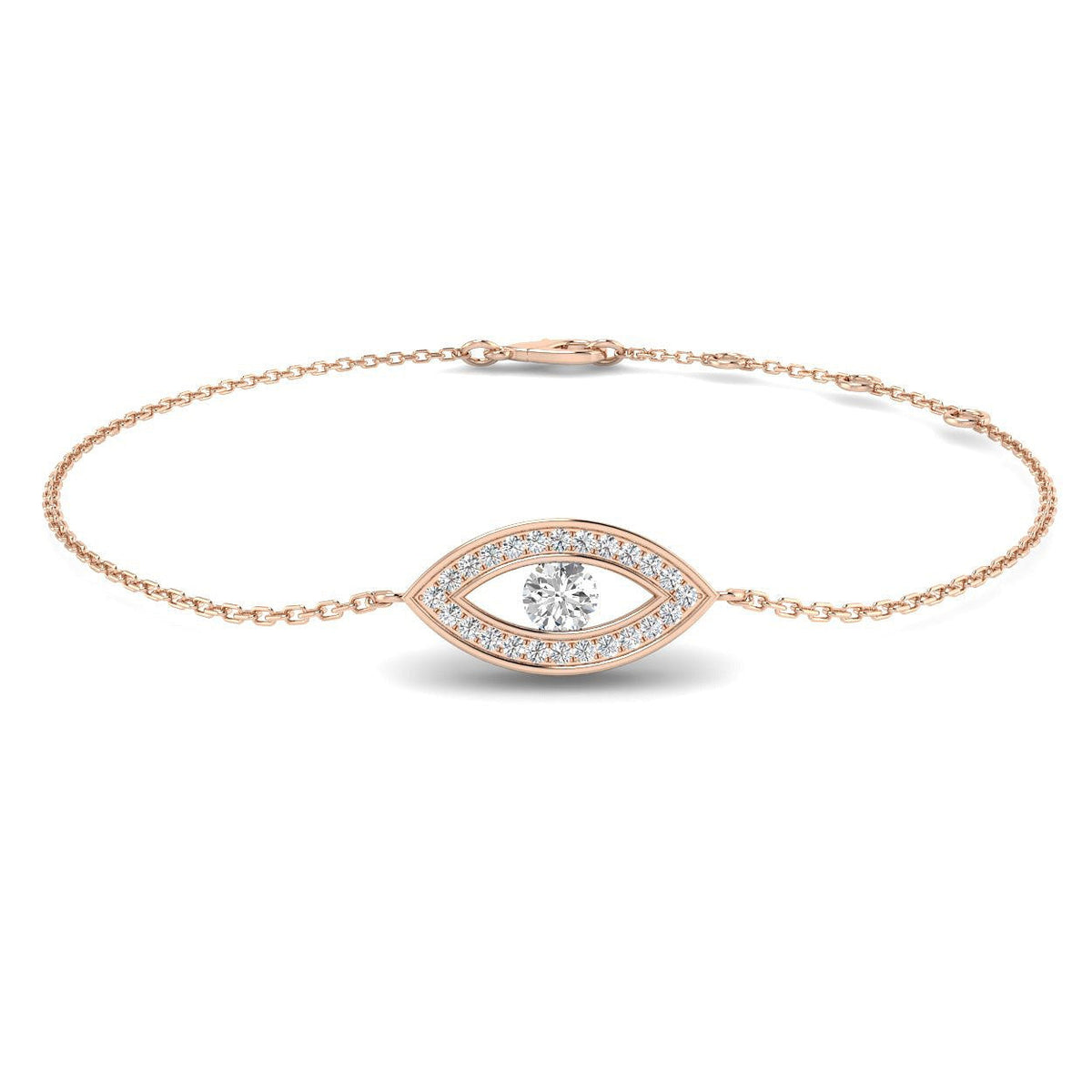 Lab Grown Diamond Evil Eye Protection Bracelet in 10K/14K gold and platinum with certified lab-grown or natural diamonds