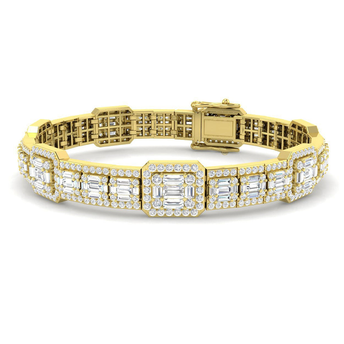 Lab Grown Diamond Bracelet in Emerald Style in 10K/14K gold and platinum with certified lab-grown or natural diamonds