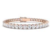 Round Natural Diamond Tennis Bracelet in Prong Set with Secure Box Clasp in 10K/14K gold and platinum with certified lab-grown or natural diamonds