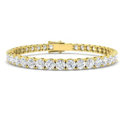 Round Natural Diamond Tennis Bracelet in Prong Set with Secure Box Clasp in 10K/14K gold and platinum with certified lab-grown or natural diamonds