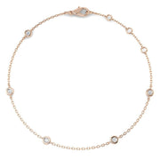 Round Diamond Station Bracelet with Bezel Set Diamonds in 10K/14K gold and platinum with certified lab-grown or natural diamonds